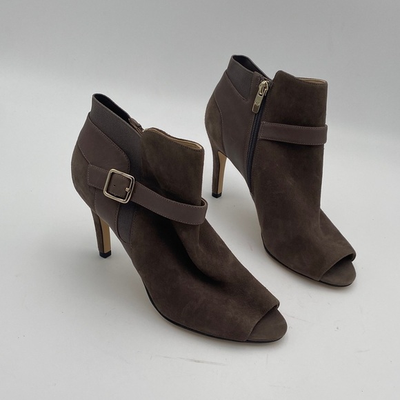 Marc Fisher taupe Peep-Toe Heeled Boots women 8.5 event Casual retro Y2K office - Picture 2 of 15